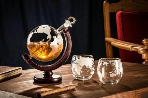 Karafka + Szklanki Do Whisky Statek Globus Grawer