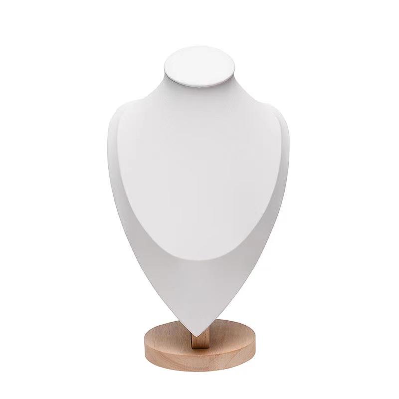 Solid Wood Velvet Jewelry Display Stand for Necklaces and Pendants