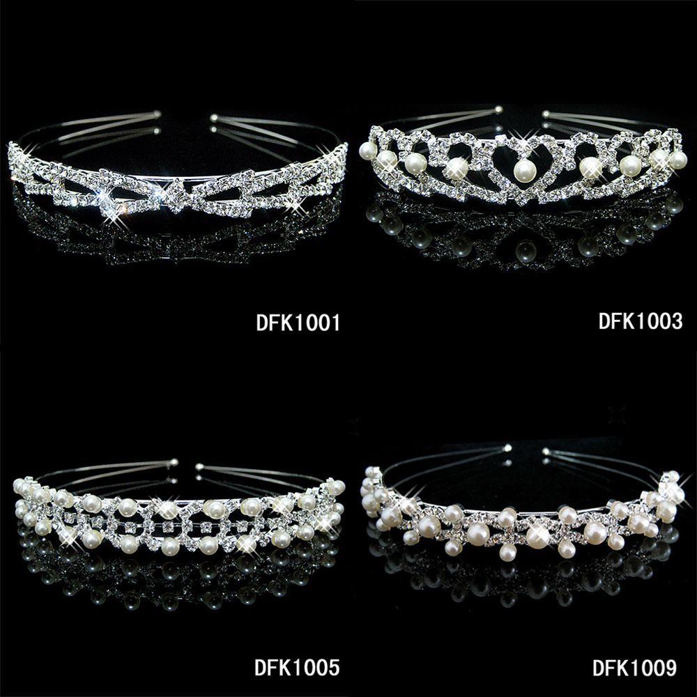 Jewelry Women Girls Flower Crystal Wave Headband Pearl Crown Hair Band