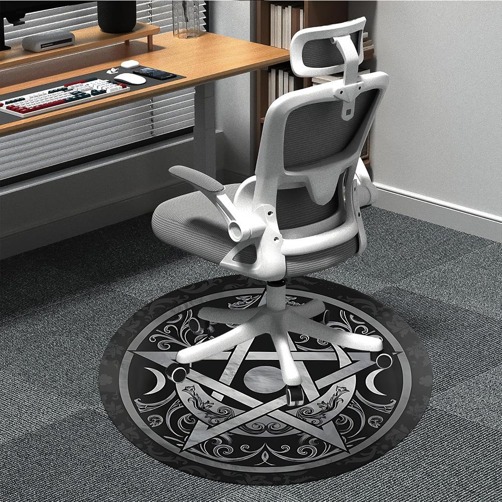 1PC Witchcraft Symbol Office Round Area Rug, Mat Suitable For Office, Under Office Chairs Bedroom Living Room Home Decor, Room Deco