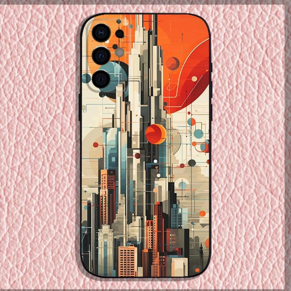 Geometric Bauhaus art Phone Case For Samsung S25,S24,S21,S22,S23,S30,Ultra,S20,Plus,Fe,Lite,Note,10,9,5G Black Soft Shell