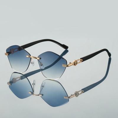 Lunettes de soleil polygonales sans monture pour femmes Nouvelles Chic Vintage Dégradé Multicolore Lunettes de soleil Décontractées Design de Marque Tendance
