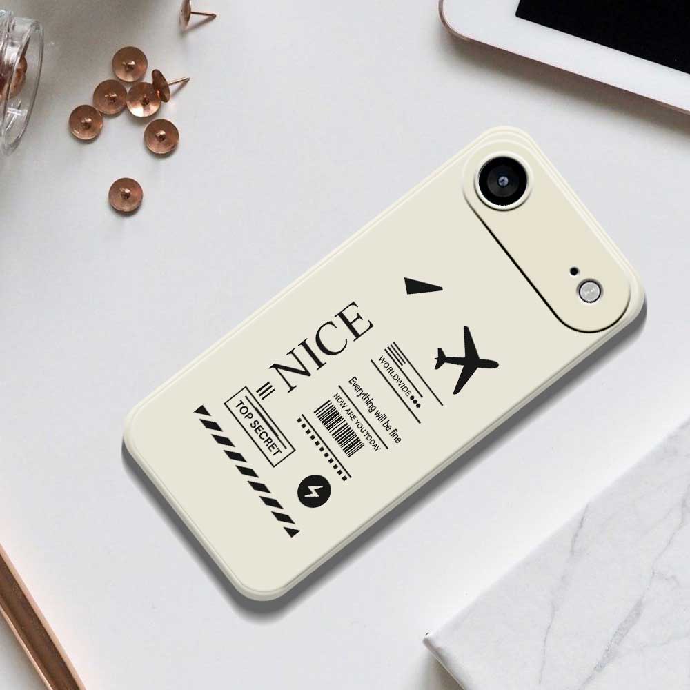 For iPhone 17 Air Case Boarding Ticket Pattern Printing Straight Edge TPU Phone Back Cover