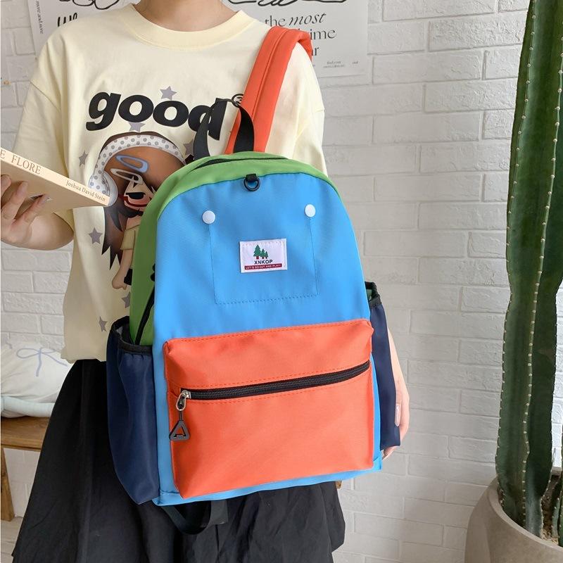 Schoolbag new Japanese-style INS casual large-capacity travel backpack, trendy candy color-block student high-appearance backpack
