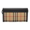 Burberry Vintage Check & Black Leather Wallet Crossbody Bag With Gold Hardware For Daily Use