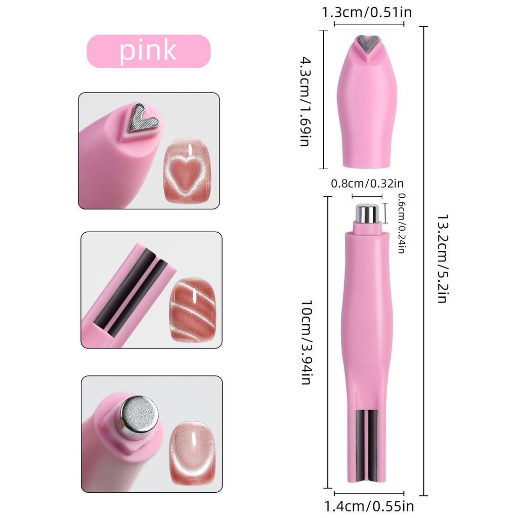 3 in 1 Cat Eye Effect Double 3D Love Heart Nail Magnet Line Moon Snake Pattern French Nail UV Attraction Magnetic Stick Manicure