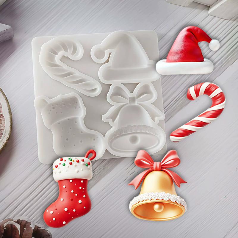 WTEMPO DIY Creative Christmas Silicone Molds Christmas Series Theme Pattern Design Molds Festival Decorations Making Molds Easy To Demold and Reusable