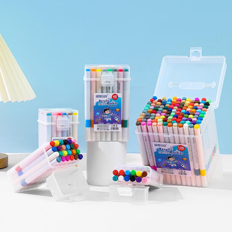 Fine-Point Acrylic Marker For Students Water-Based Ink Washable Colored Pen With Barreled