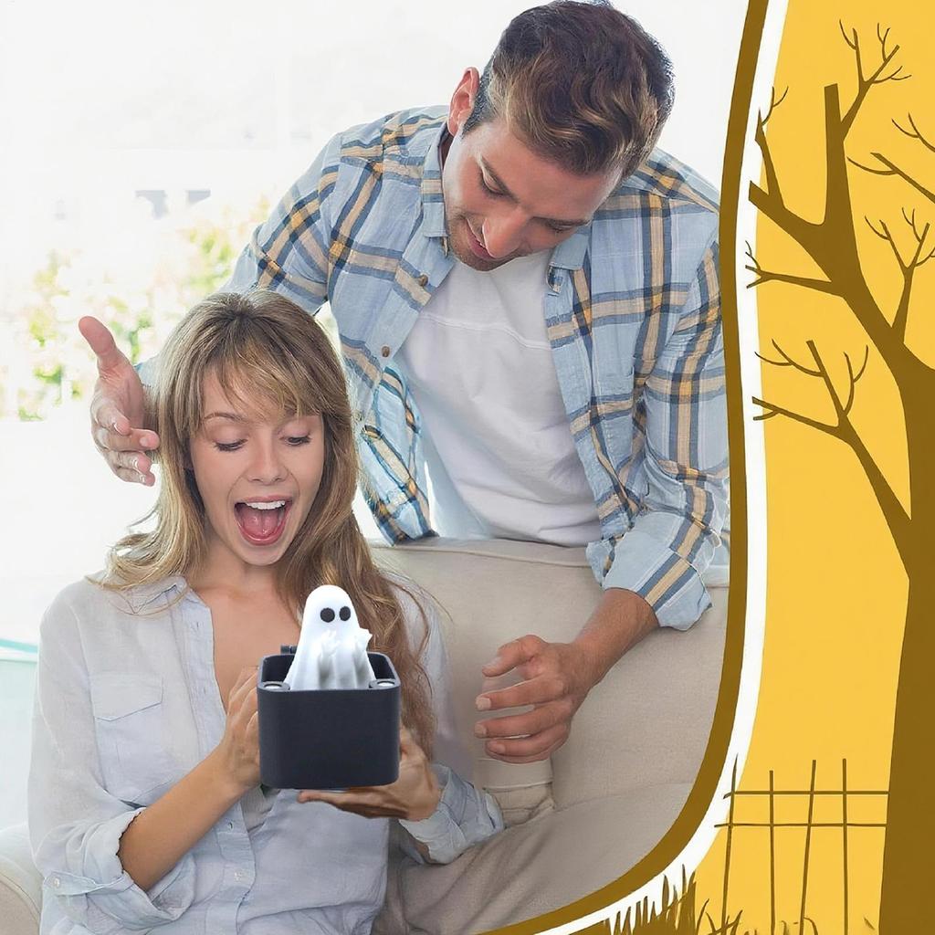 Ghost Figurine Ghost In A Box Trick Toys Spooky Small Gag Favors Figurines For Mantel Bookshelf Dining Table Party Halloween