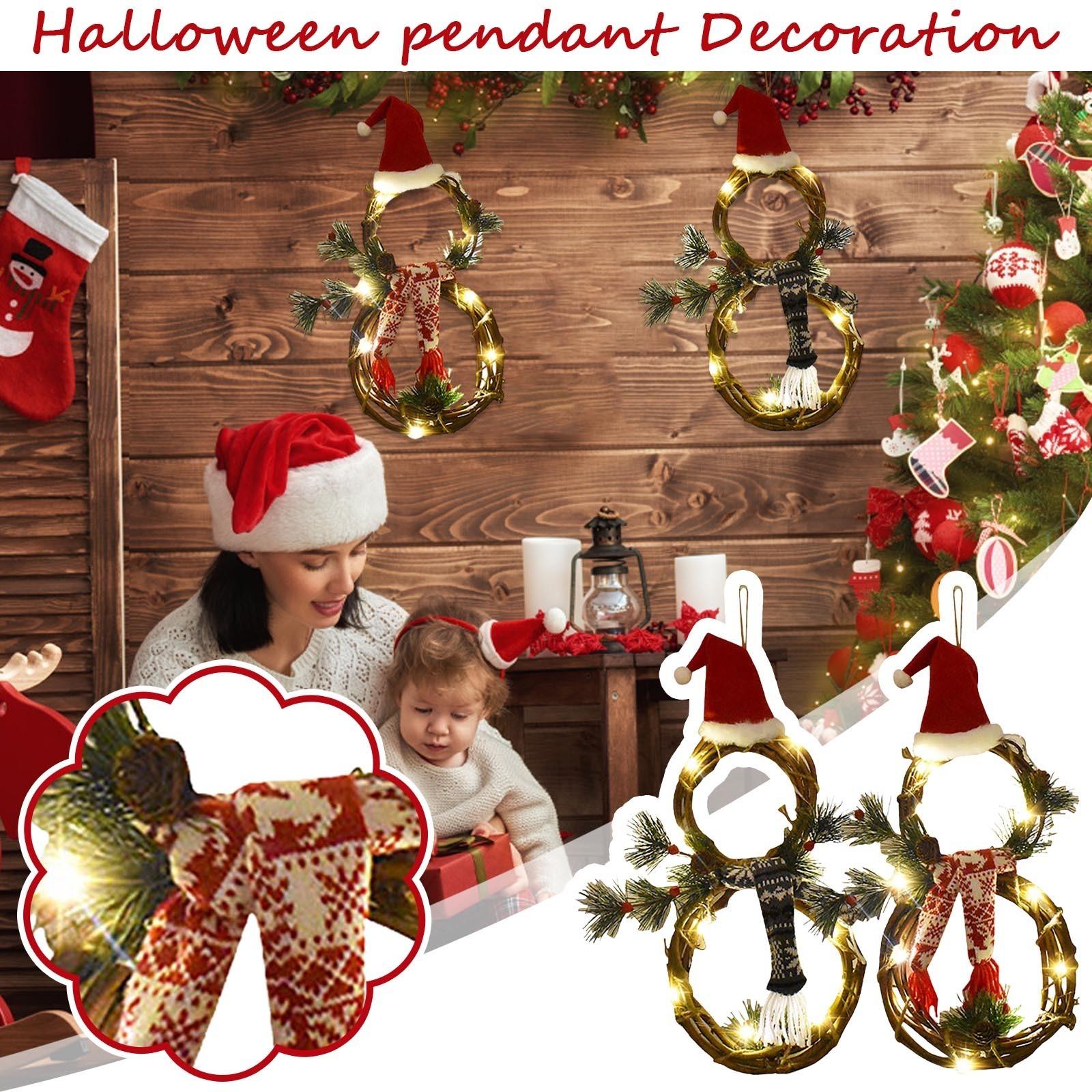 

Рождественские товары Украшение дома Светодиодные фонари Рождественский венок Круг из ротанга