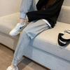Women's Versatile Black Cropped Harem Sweatpants - Spring To Winter, Slimming with Plus Velvet.