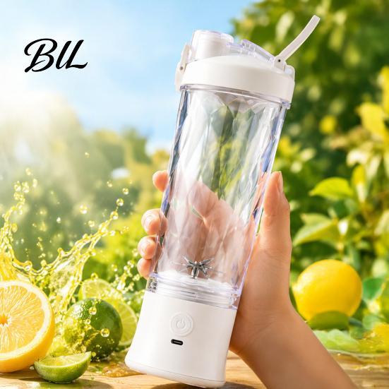 Electric Fruit Mixer with USB Rechargeable Battery Portable Blender Cup, Fast Charging Personal Size Juicer, 600ml Capacity, Detachable Travel Juicer