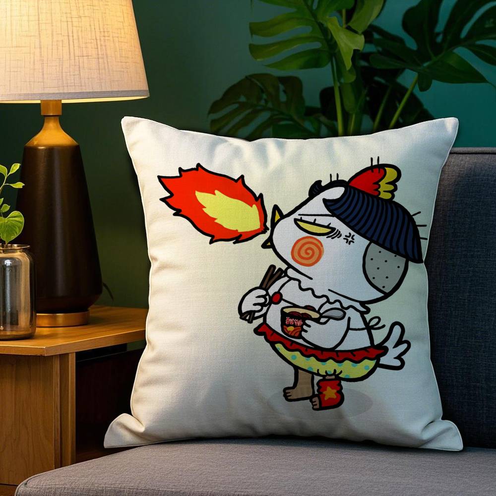 Kwaii Anime B-Buldak RameSn Povlak na polštář Plyšová látka Měkký oboustranný potisk Domácí pohovka Vysoce kvalitní povlak na polštář Přehoz