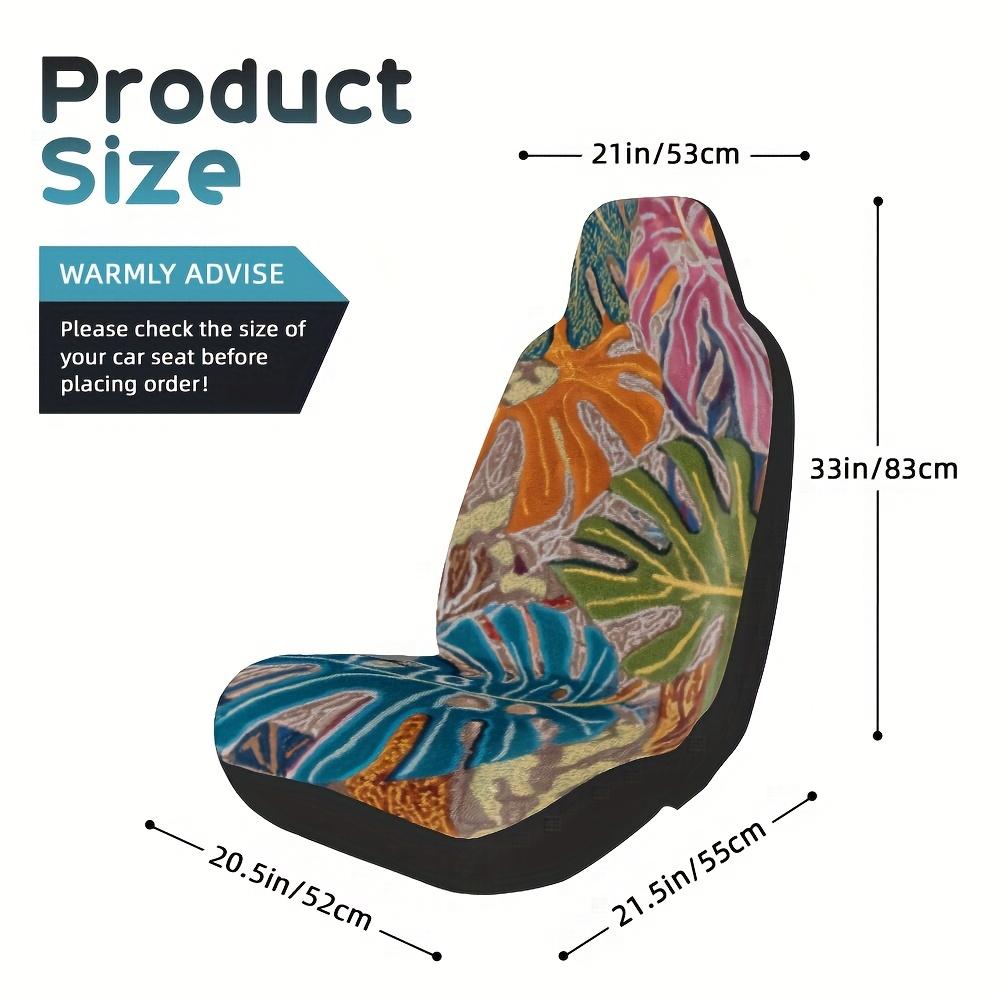 2pcs, Tropical Leaves Pattern Car Seat Covers, Durable And All Season Use, Suitable For Most Sedan And SUV Front Seats, Perfect