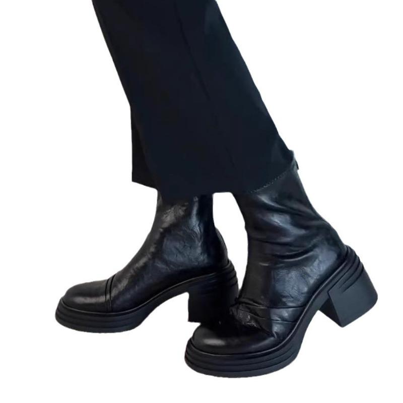 Fashion Designer Women Boots Spring Autumn Versatile Thick Heel Short Boots for Women Retro Elegant Sneakers Fashion Women Leather Shoes