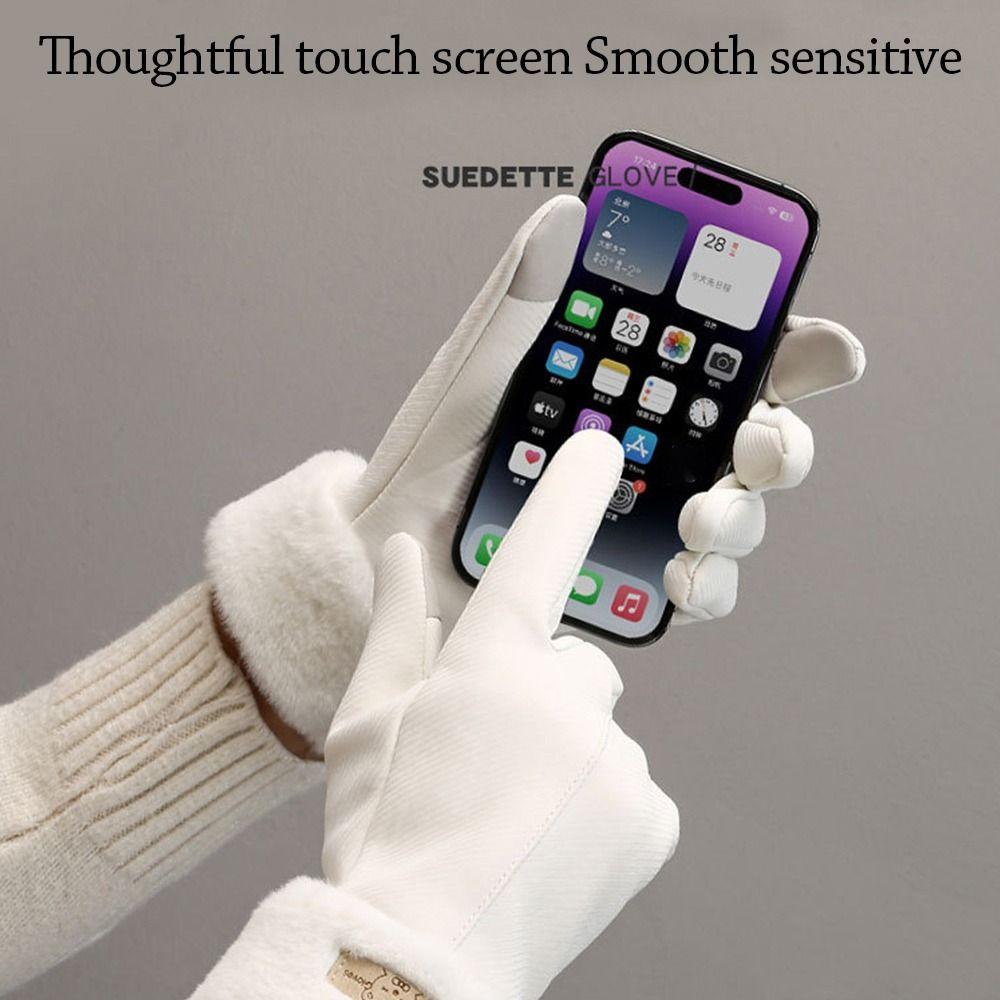 Warme Plüschhandschuhe Touchscreen Fahrrad-Fäustlinge Modische Damen Winterhandschuhe Outdoor