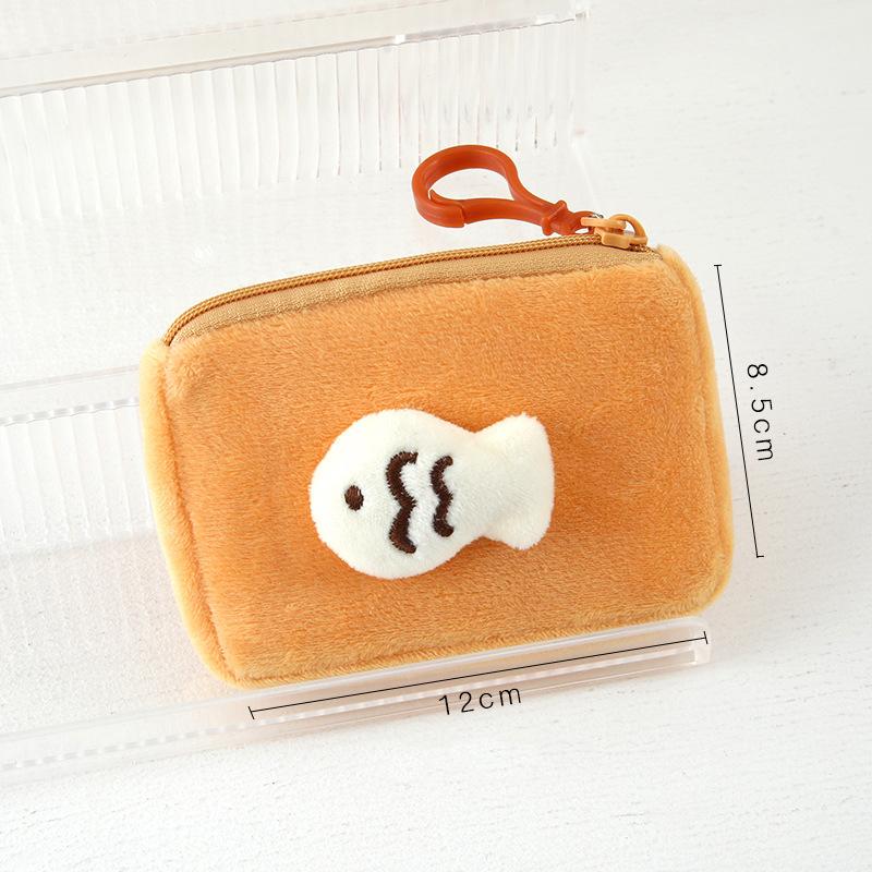 Cartoon Cute Cat Fish Coin Purse Creative Plush Animal Wallet Children Mini Zipper Coin Bag  Earphone Storage Bag