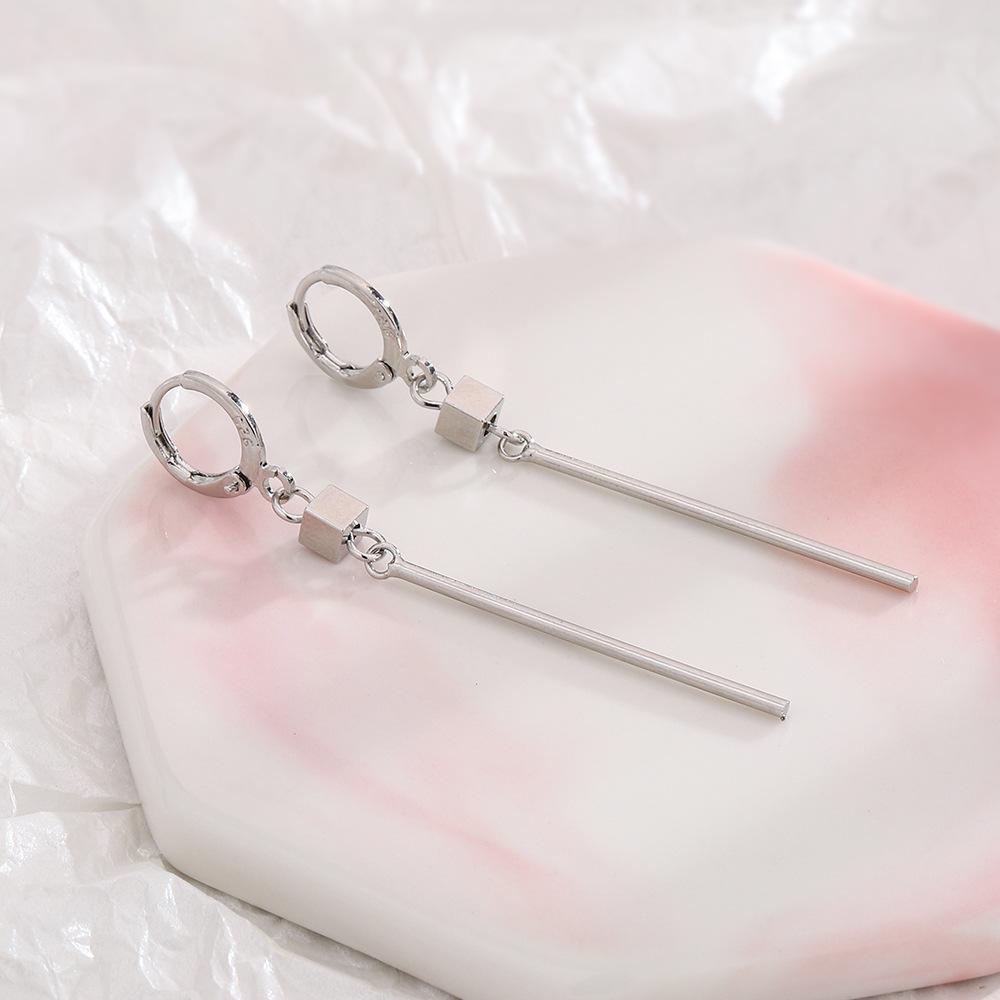 Long Square Earrings, Fashion Gender-Free Ear Buckles, Cool And Handsome Temperament, Geometric Long Pole, Long Square Earrings.