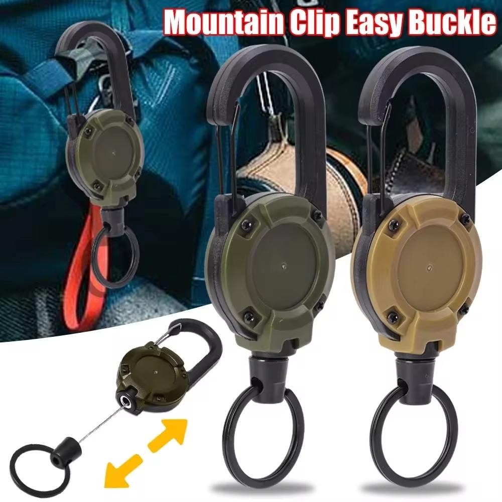 Outdoor Camping Tactical Easy Pull Buckle, Steel Wire Rope Retractable Rebound Keychain, Camping Multifunctional Anti Loss Rope