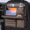 Leather Car Back Seat Organizer With Tablet Holder & Cup Holders Multi-Pocket Car Seat Back Storage Bag For Travel