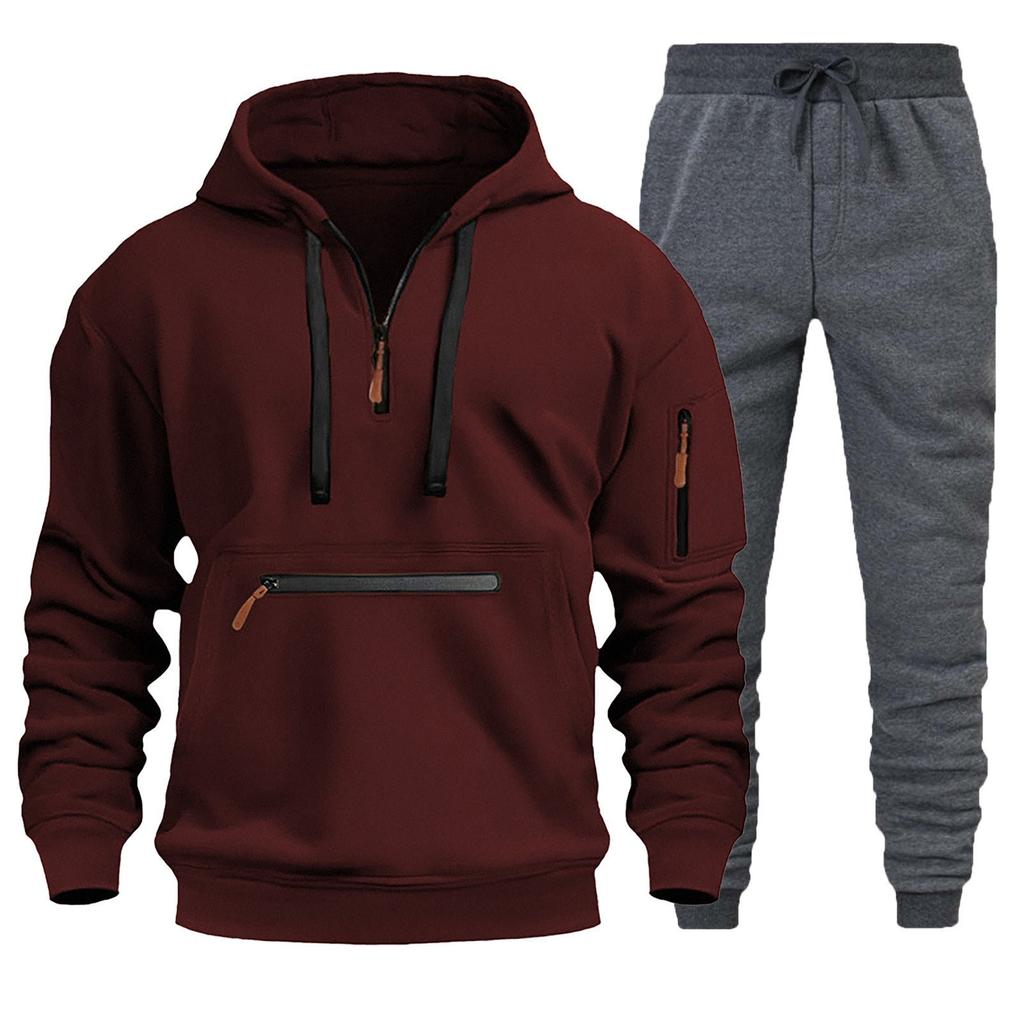 Men'S Lapel Button Cardigan Long Sleeved Pants Casual Two-Piece Set