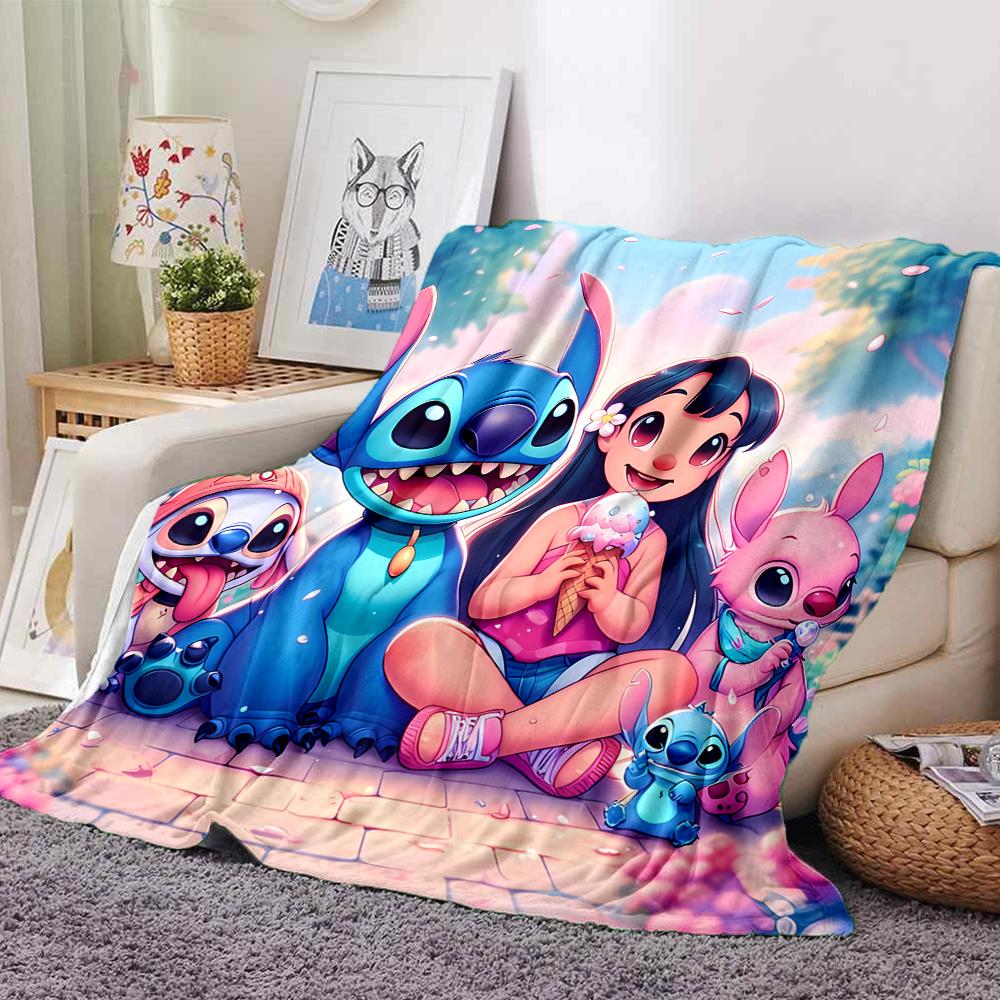 1Pc Lilo Stitch Adventure Blanket Soft Throw Blanket For Home Bedroom Bed Sofa Travel Office Solid Christmas Blanket