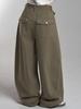 Lupeu Studded Back Pocket Cotton Balloon Long Pants Brown