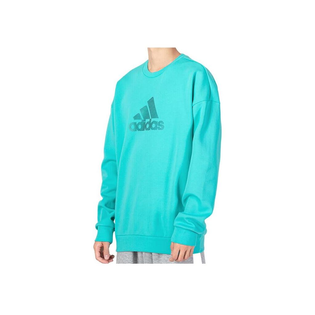 Adidas Logo Print Pullover Crew Neck Sweatshirt Men Sweatshirt Blue HM2983
