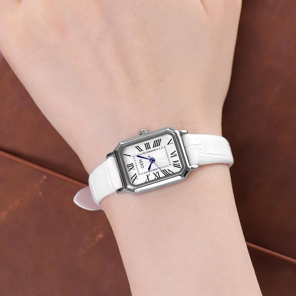Classic Vintage Small Square Simple Advanced Student Leather Watch Ladies Exquisite Versatile
