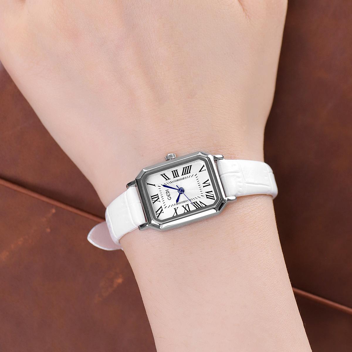 

Retro Small Square Plate Temperament Student Watch Niche High-end Feeling Belt Bowl Watch Women s Waterproof Quartz Watch