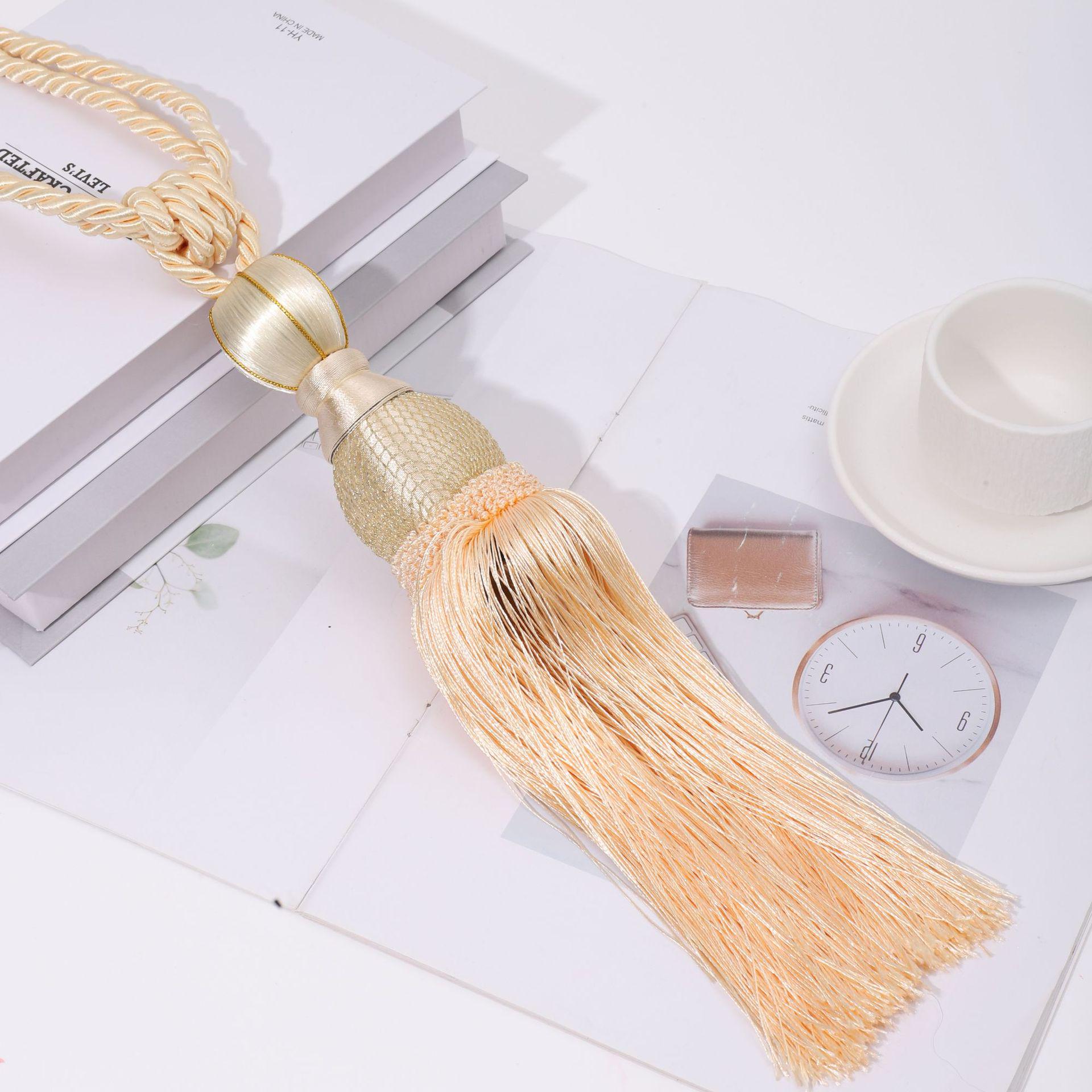 

Gold Thread Tassel Tieback with Mesh Ball - Decorative Curtain Tie Ropes and Accessories