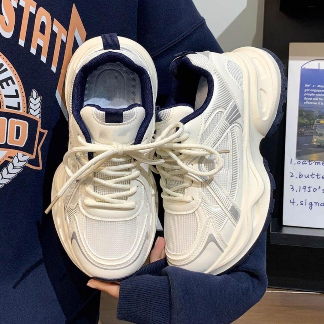 

Модная женская обувь на платформе, увеличивающая рост, сетчатая дышащая, модная, универсальная, весенняя, в стиле ретро, спортивная, повседневная, легкая, кроссовки для папы 40 бежевый