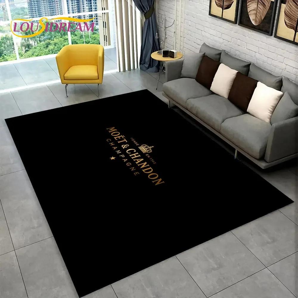 C-Champagne M-Moet & C-Chandon Teppich für Schlafzimmer Wohnzimmer Zuhause Sofa Dekoration, Kinderspiel Große Dekoration Bodenmatte Geschenk