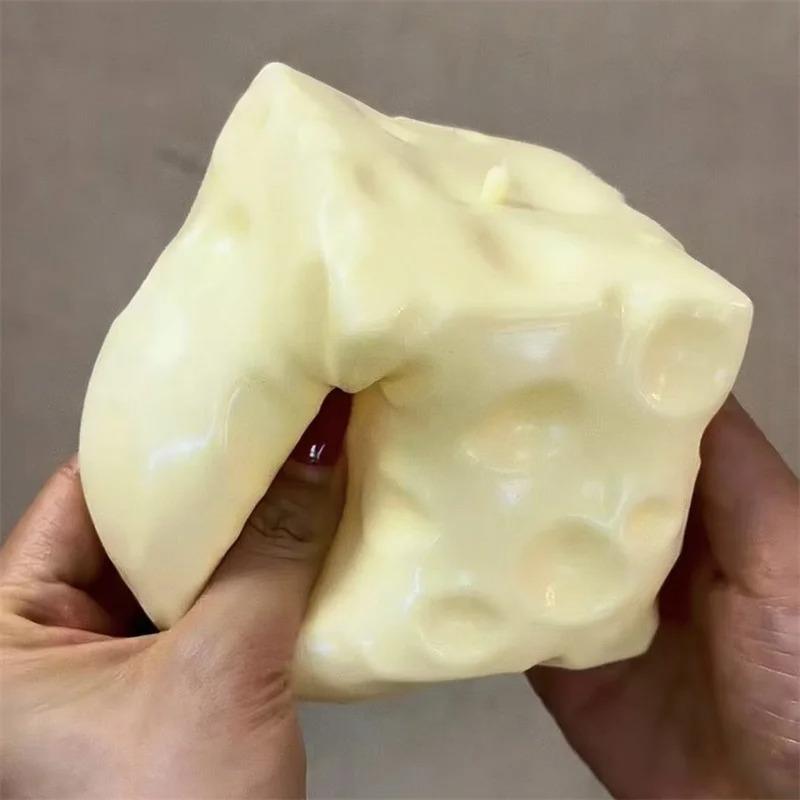 Jumbo Cheese Cube Stress Ball Big Cheese Shapeable Squeeze Ball Non-Bounce Fidget Toy Sensory Anti-Stress Festival Gift