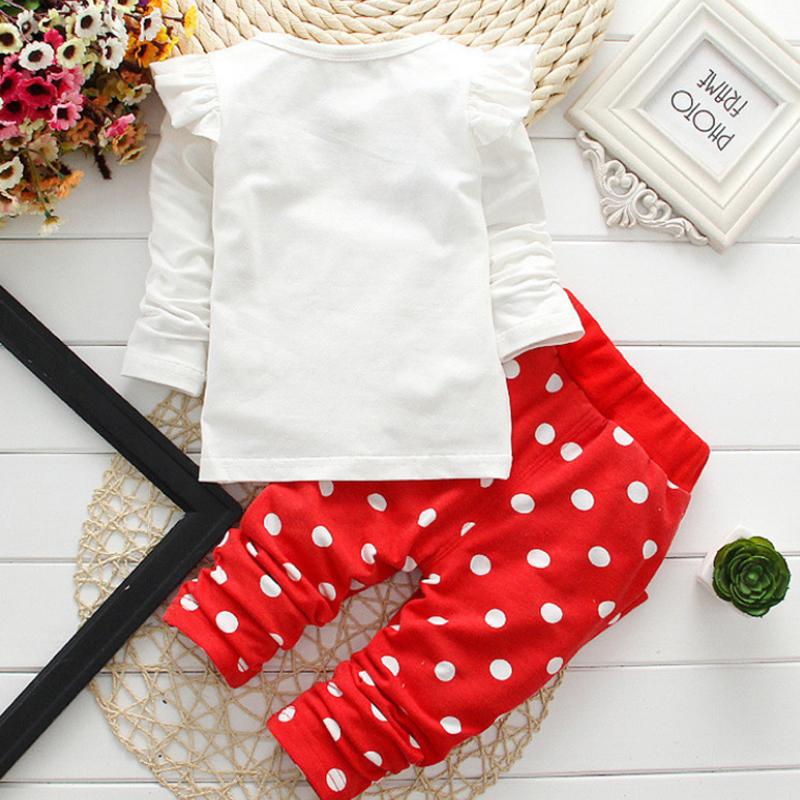 Summer Cotton Girl Clothes Cute Long-sleeved Cartoon Animal Baby Suit Round Neck Clothes + Pants Suit