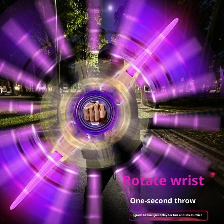 Flame Spin Sword Dual-Blade Lightsaber Double-Headed Retractable Laser Sword Bearing Rotation Cool Light Sound Effect Boy's Toy Sword