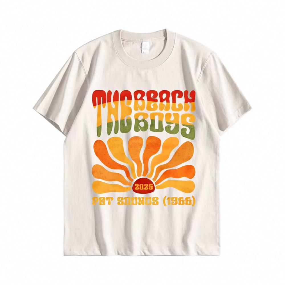 

The Beach BoysT Shirt Summer Hip HopTee-shirt Short Sleeve 100%Cotton O-neck Clothing High Quality Female/Male Retro Tops XS песочный