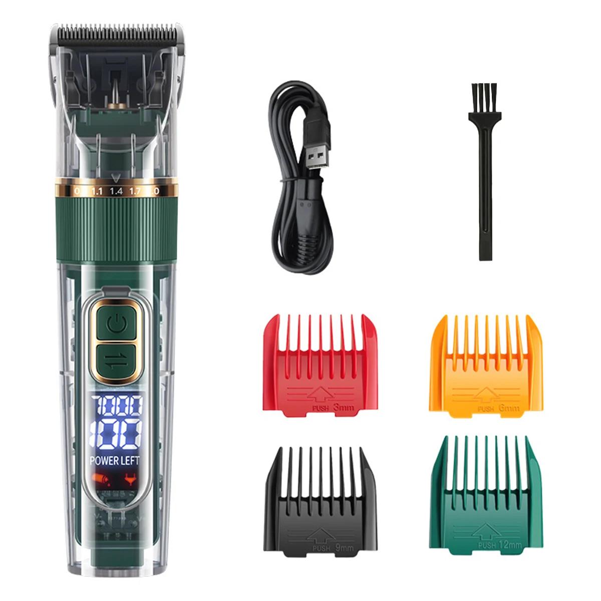 

Professional USB Rechargeable Pet Hair Clipper for Cats Dogs Silent Electric Grooming Trimmer Kit with Adjustable Blade & Guide зелёный