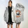 High Street Style Skull Print Hoodie Loose Fit Casual Sweatshirt Men Teens
