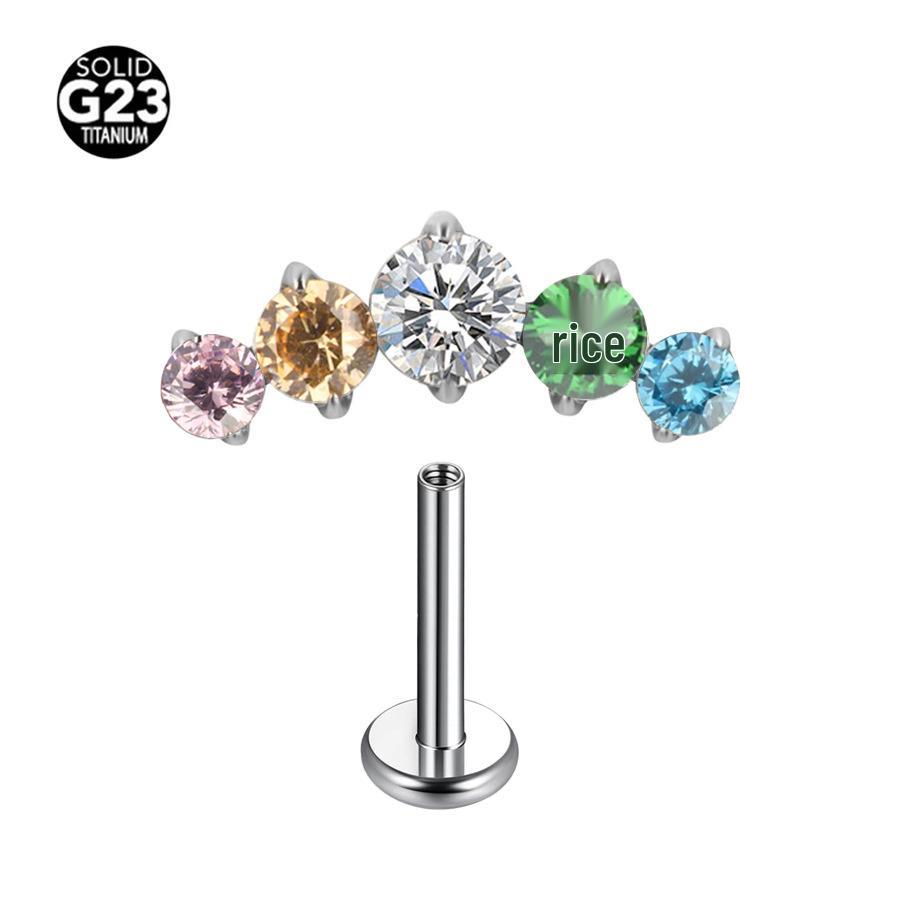 F-136 Titanium Alloy 1.0-1.2 Gauge Internally Threaded Cartilage Lip Ring Stud