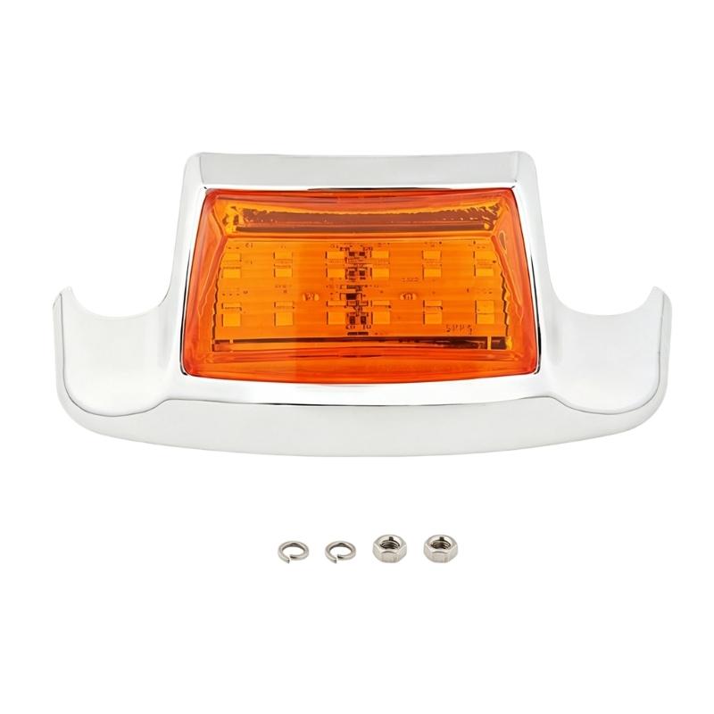 Motorcycle Rear Marker Lamp, Orange LED Lens with Curved Polished ABS Casing, Complete with Installation Hardware for Rear‑Light Upgrade