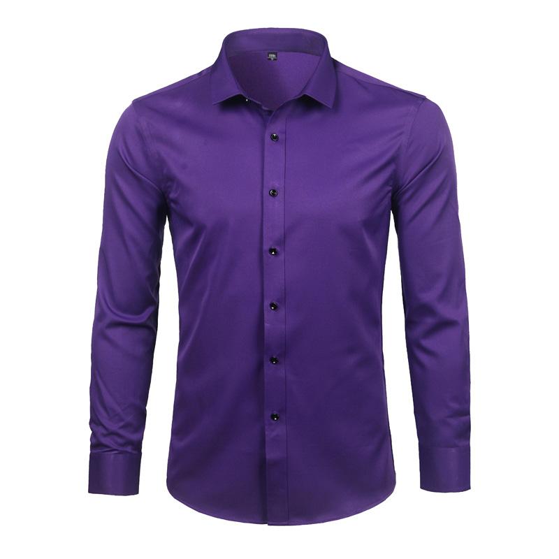 New Men's Minimalist Slim Fit Long Sleeve Shirts Classic Business Solid Color Office Shirt Casual Men's Clothing Tops