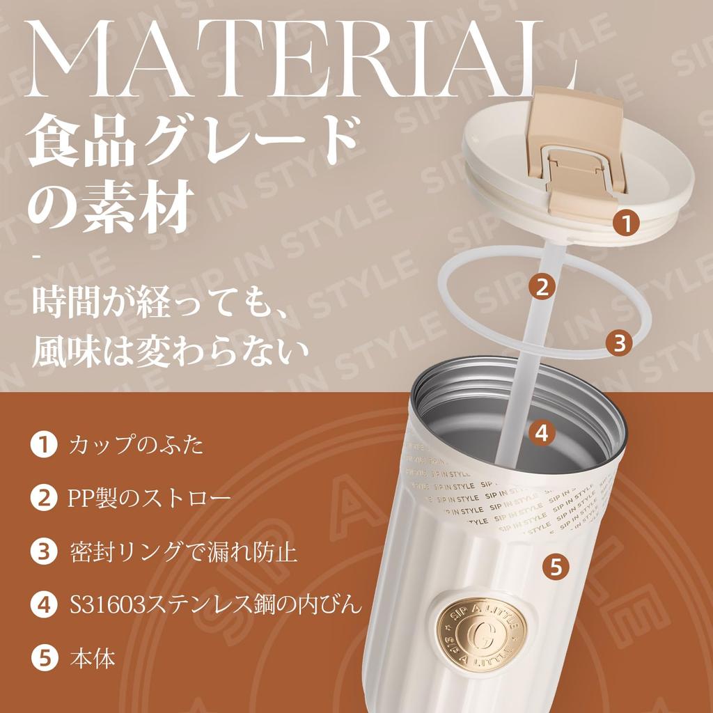 GOOM 500ml Przenośny Kubek Termiczny ze Stali Nierdzewnej z Rurką, Szczelna i Łatwa do Czyszczenia Pokrywka, Zawiera Pasek i Funkcję 3-w-1.