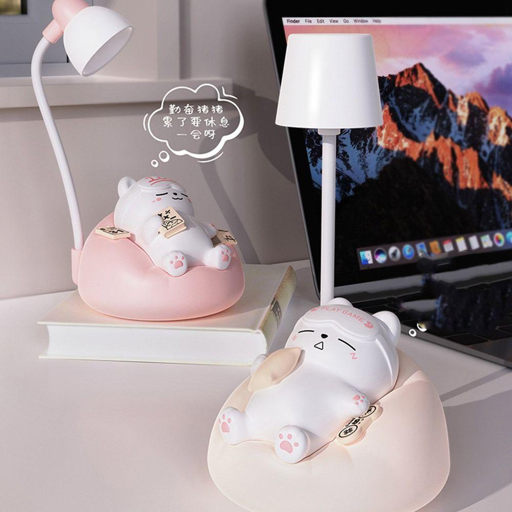 USB Charging Sleeping Cat Night Light Eye Protection Dimming Bedside Table Lamp Desktop Soft Light Sleeping Atmosphere Light