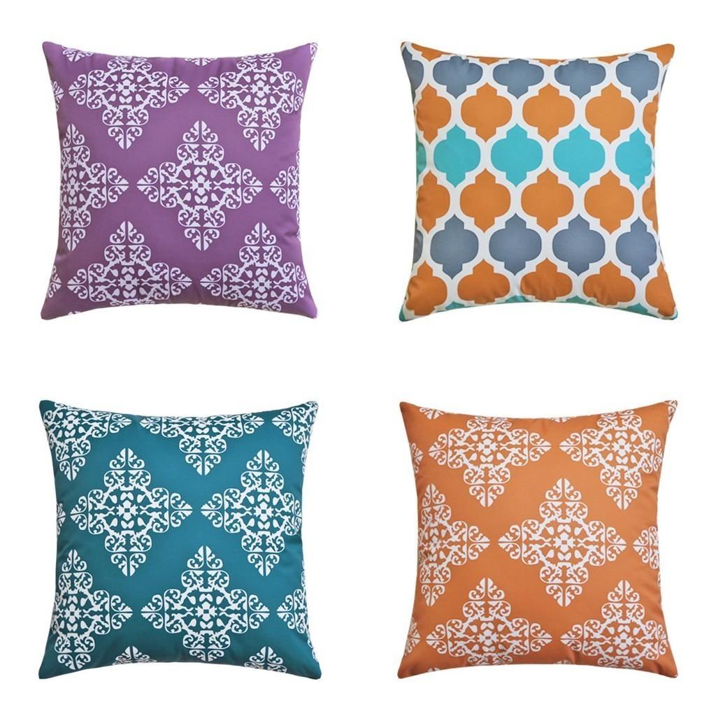 Solid Color Waterproof Cushion Cover Pillow Case For Outdoor Home Decor 16" To 24