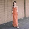 French Dopamine Romantic Floral Suspender Dress Women's Summer High-end Waist Seaside Vacation Dress