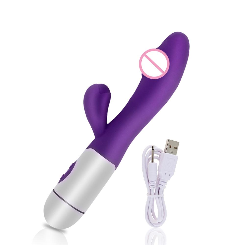 Rechargeable Dildo Rabbit Vibrator Dual Vibration G Spot Vagina Massager AV Stick Clitoris Sex Toys for Women Female Masturbator