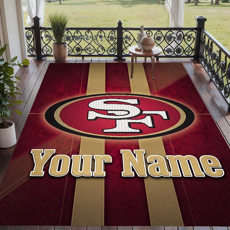 Custom Text Printed Rug San Francisco 49ers Non Slip Floor Carpet For Home Room Decor