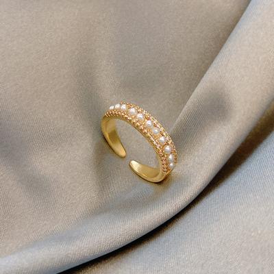 Simple Niche Design Light Luxury High Sense Cold Wind Jewelry Temperament Pearl Opening Ring