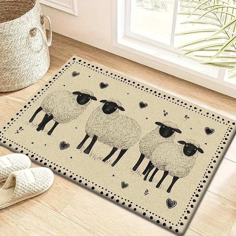 

Fun Welcome Mat for The Entrance Featuring Sheep Non-Slip Entryway Mat Carpet for Entryway Kitchen Living Room 40x60cm